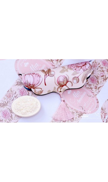 Trusou de botez cu bujori motive florale pe nuante elegante de roz si corai  17